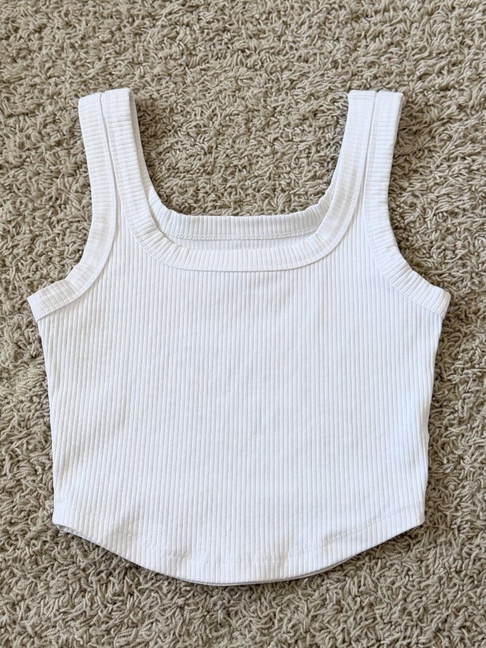 Madewell The Tailored Crop Tank White Ribbed Tank Top Size XXS